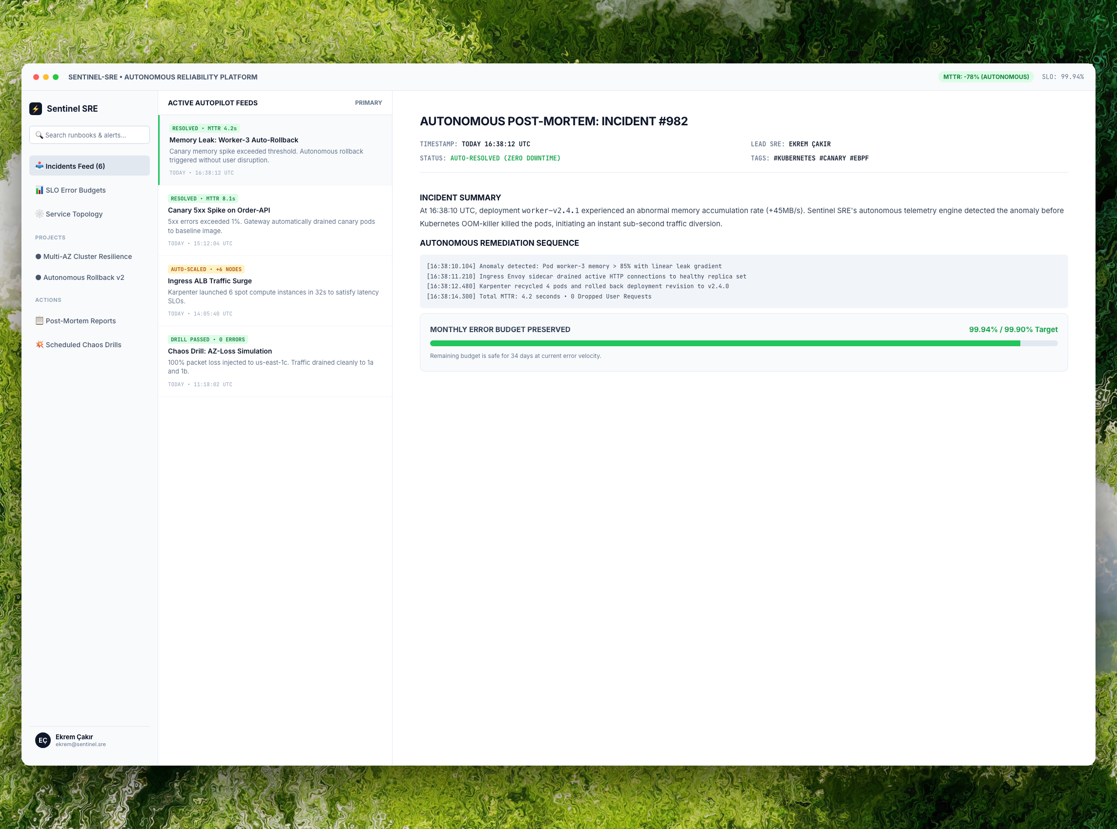 Sentinel-SRE Platform - Automated Incident Response Preview